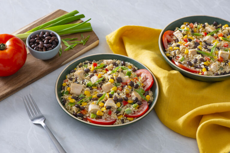 Confetti Bean Salad with Rice and Chicken