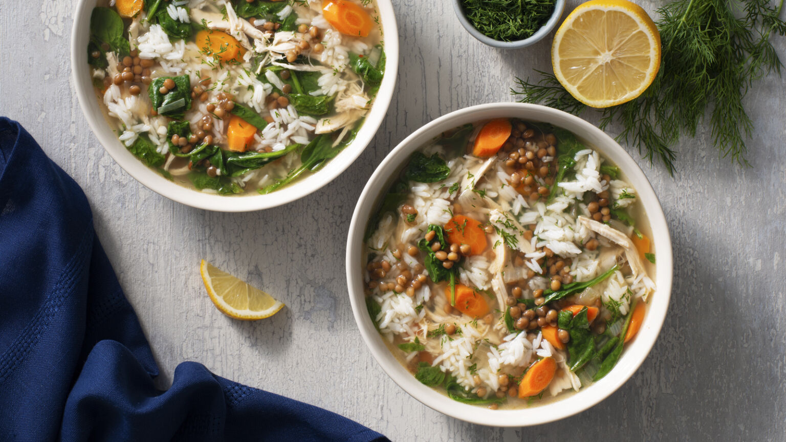 Hearty Lentil and Rice Soup With Chicken
