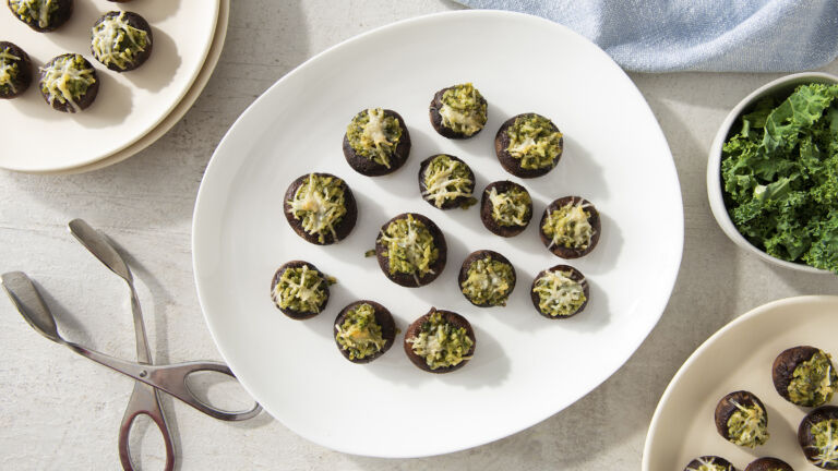 Kale Pesto Stuffed Mushrooms