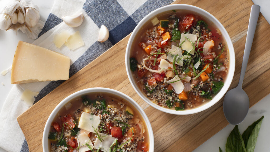 Minestrone Soup with Quinoa and Parmesan