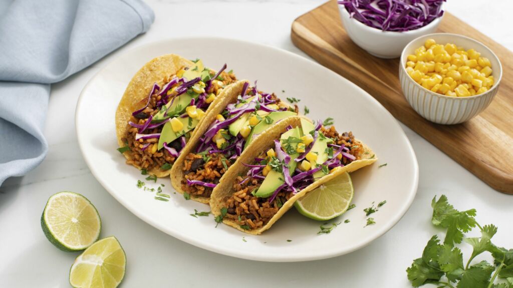 flexitarian-tacos-with-brown-rice-black-beans-corn-and-avocado