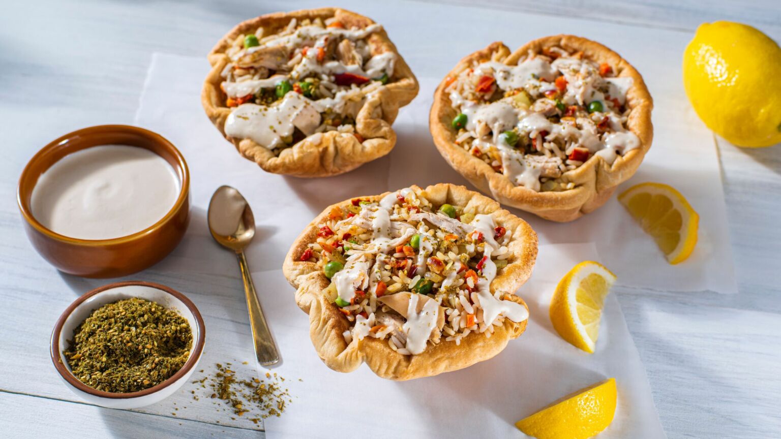 Mediterranean Chicken and Rice Pita Bowl Recipe