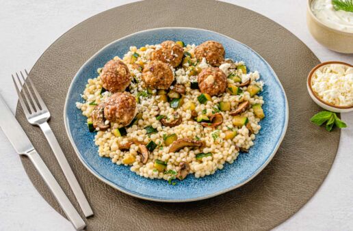 Mediterranean Lamb Meatballs & Pearl Couscous