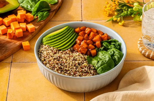 bourbon glazed sweet potato quinoa bowl recipe successrice
