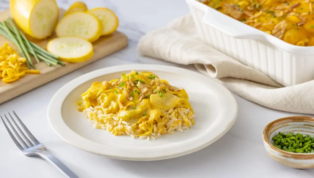cheesy squash rice casserole recipe