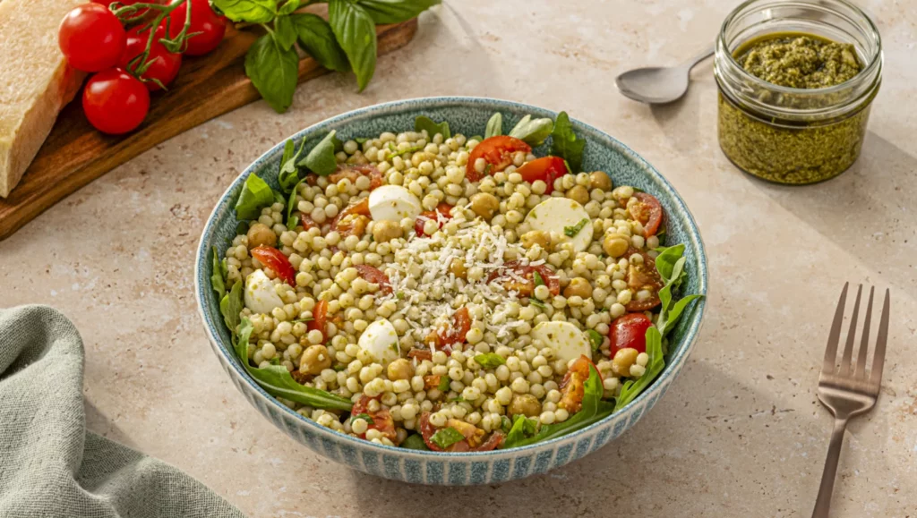 pesto pearl couscous salad recipe