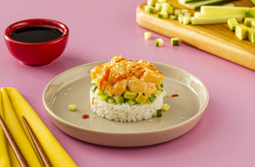 spicy shrimp stacks